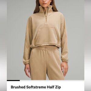 lululemon athletica Brushed Softstreme Half Zip in Filbert Tan
